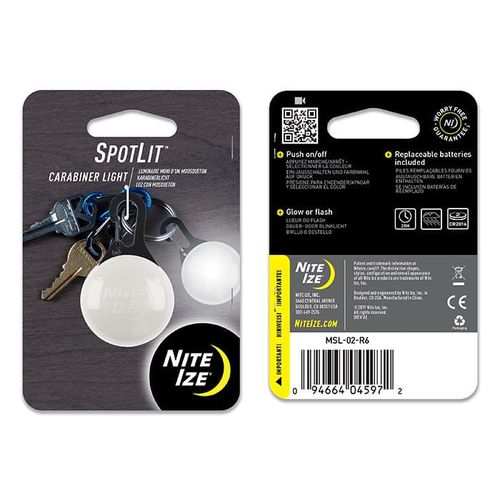 Luz led blanca equipada con mosquetón, 2 modos de iluminación, baterias facilmente reemplazables, interruptor de botón