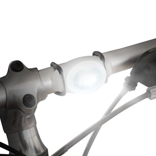 Luz de bicicleta led Twistlit color blanco, lazo de goma flexible, 2 modos, baterías reemplazables, resistente al clima