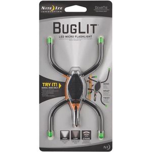 Micro luz led Buglit color negro/verde, luz blanca, cuatro funciones, totalmente flexible, alcance de luz de hasta 50 pies, 6 lúmenes