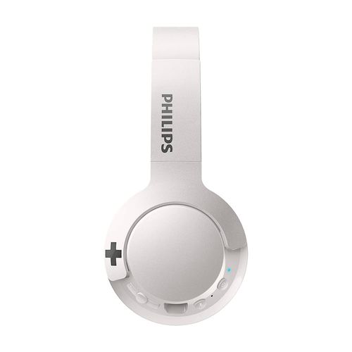 Audífono Bluetooth On Ear BASS+ con micrófono incorporado, diseño plegable, gran aislamiento de ruido externo, controles integrados, Blanco
