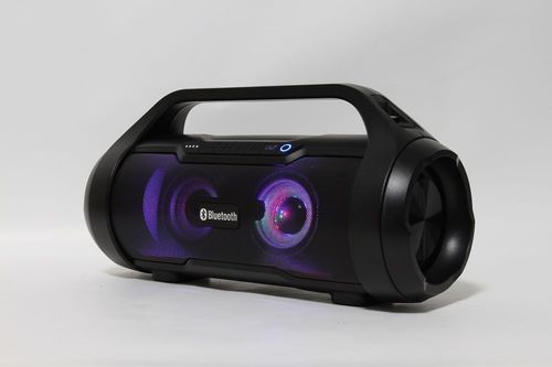 Parlante Bluetooth portátil Syncro + Subwoofer, luces Led regulables, resistente a salpicaduras de agua IPX5