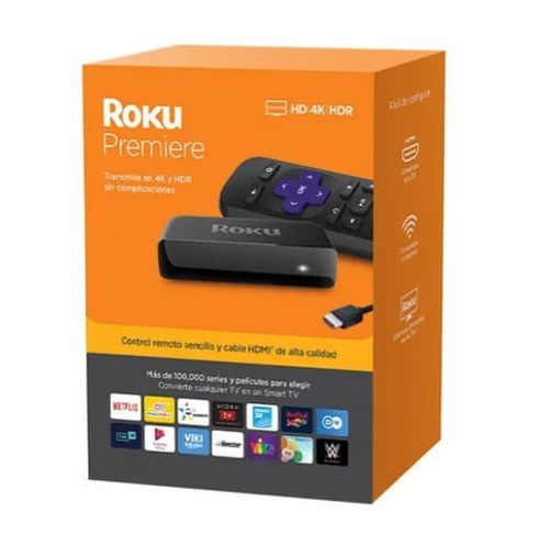 Convertidor a Smart TV Roku Premiere, Reproductor Streaming Portátil 4K, Con control remoto para TV, Incluye Cable HDMI de Alta Velocidad