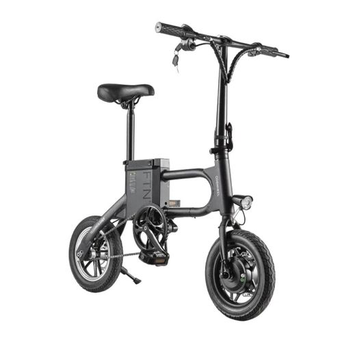 Bicicleta eléctrica plegable FTN T2 PRO II color negro, vel máx 25km/h, autonomía 20-25 km, llantas 12", tolerancia 100kg, 350W, recarga en 5-6 horas