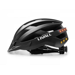 Casco ciclista Livall MT1 negro mate talla L, bluetooth, 8 LED posteriores, 6 intermitentes, altavoces, micrófono, 21 vías ventilación, tamaño 58-62cm