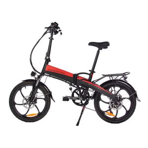 Bicicleta eléctrica Smascooter SY-205 rojo/negro, autonomía 35-40 km, vel máx 20km/h, llantas de 20", suspensión delantera, plegable, frenos de disco