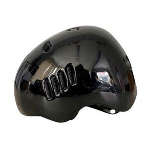 Casco urbano negro brillante Moovway talla M, plástico con forro interior, ajuste con disco posterior, correas de nylon, tamaño de cabeza: 52-58 cm