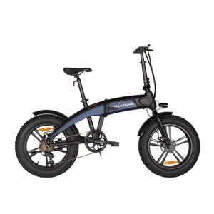 Bicicleta Eléctrica Maserati Negro/Azul con Autonomía 30-40 km, Vel. Máx: 25 km/h, Tolerancia: 100 kg, Llantas de 20", Potencia: 250W, Plegable