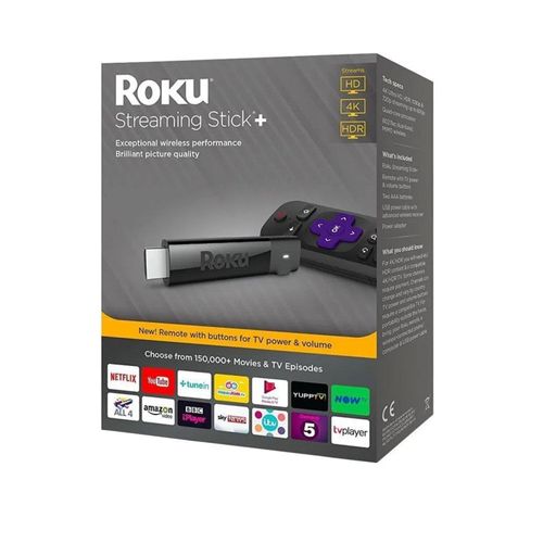 Convertidor a Smart TV Roku Streaming Stick Plus, Reproductor Streaming Portátil UHD y 4K, Con control remoto para TV, Conexión Sin Cables