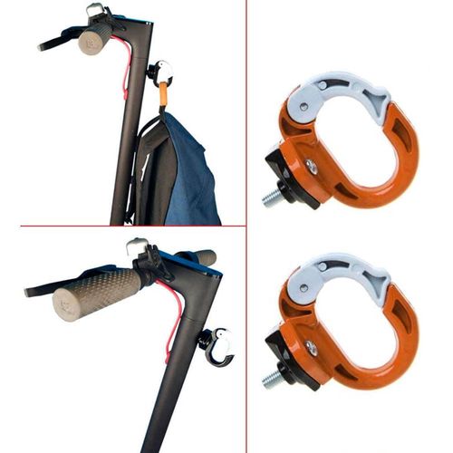 Set de 2 ganchos amarillo/blanco para colgar en scooter Xiaomi M365, aleación aluminio, tolerancia 25kg, a prueba de agua, peso 70g, fácil de instalar