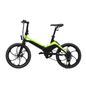 Bicicleta eléctrica Onebot S9, color negro y verde, autonomía 45 km, vel. máx 25 km/h, llantas de 20", motor 250W, tolerancia 120kg, batería extraíble