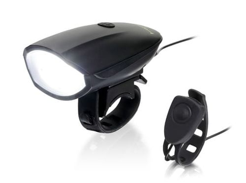 Bocina con luz Hornit lite black, recargable USB, bocina de 120 decibelios y luz de 250 lúmenes, 6 modos de luz y 5 modos de bocina, disparador remoto