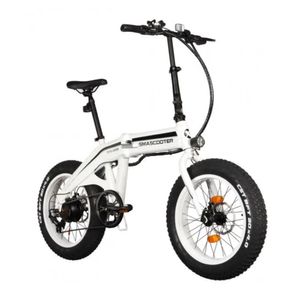 Bicicleta eléctrica Smascooter Blanco, Autonomía 30km, Vel Máx: 25 km/h, Tolerancia 100kg, Potencia 350W, Llantas 20", 7 velocidades Shimano, plegable