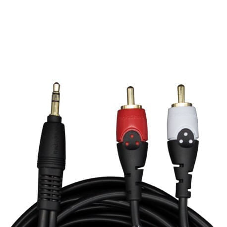 Cable de audio 3.5mm-2RCA de 6m de largo, con conectores recubiertos de oro