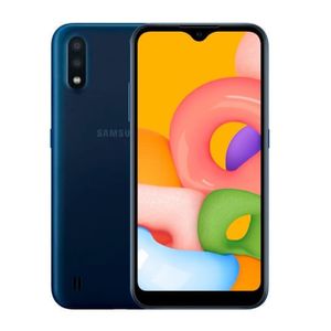 Galaxy A01 Azul, Cámara principal de 13MP, Cámara frontal de 5MP, 16GB de Memoria y 2GB de RAM, Batería de 3,000 mAh, Pantalla 5.7", Dual Sim