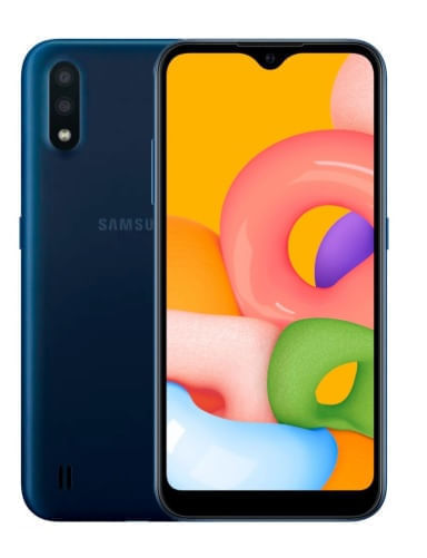 Galaxy A01 Azul, Cámara principal de 13MP, Cámara frontal de 5MP, 16GB de Memoria y 2GB de RAM, Batería de 3,000 mAh, Pantalla 5.7", Dual Sim