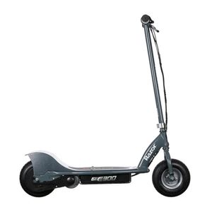 Scooter eléctrico Razor E300, color gris, autonomía 40 min (uso continuo), vel máx. 24 km/h, tolerancia 100kg, llantas 10" inflables, 250W, peso 20 kg