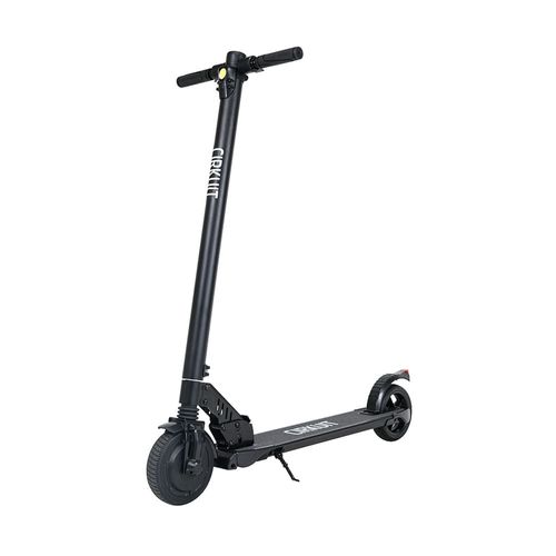 Scooter eléctrico Cirkuit negro, autonomía 18km, vel máx 20km/h, llantas sólidas 6.5", luz delantera y posterior, freno electrónico y mecánico, 10kg